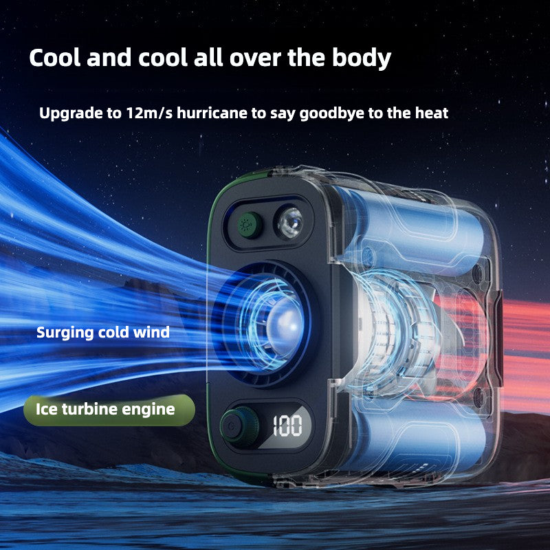 2025 Upgraded Portable Waist Fan Clip with 5 Speeds, Flashlight and Power Bank
