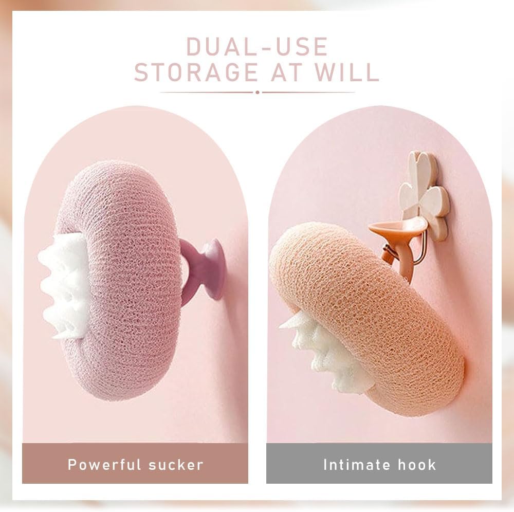 Super Soft Sunflower Suction Cup Bath Ball, 2024 Upgraded 2-in-1 Sunflower Bath Ball Exfoliating Bath Sponge Cleaning Brush, Sponge Mesh Pouf Shower Ball for Women, Men Shower