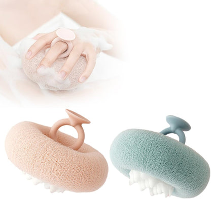 Super Soft Sunflower Suction Cup Bath Ball, 2024 Upgraded 2-in-1 Sunflower Bath Ball Exfoliating Bath Sponge Cleaning Brush, Sponge Mesh Pouf Shower Ball for Women, Men Shower