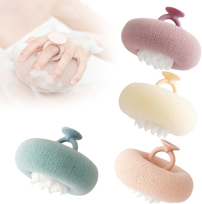 Super Soft Sunflower Suction Cup Bath Ball, 2024 Upgraded 2-in-1 Sunflower Bath Ball Exfoliating Bath Sponge Cleaning Brush, Sponge Mesh Pouf Shower Ball for Women, Men Shower