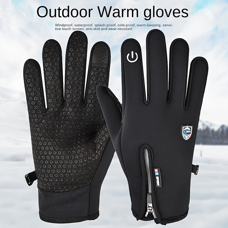 Outdoor Heated Gloves Windproof and Waterproof with Plus Velvet