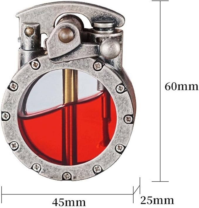 Vintage Lighter, Kerosene Liquid, with Visible Gas Tank, refillable, Suitable for Collection, Gift