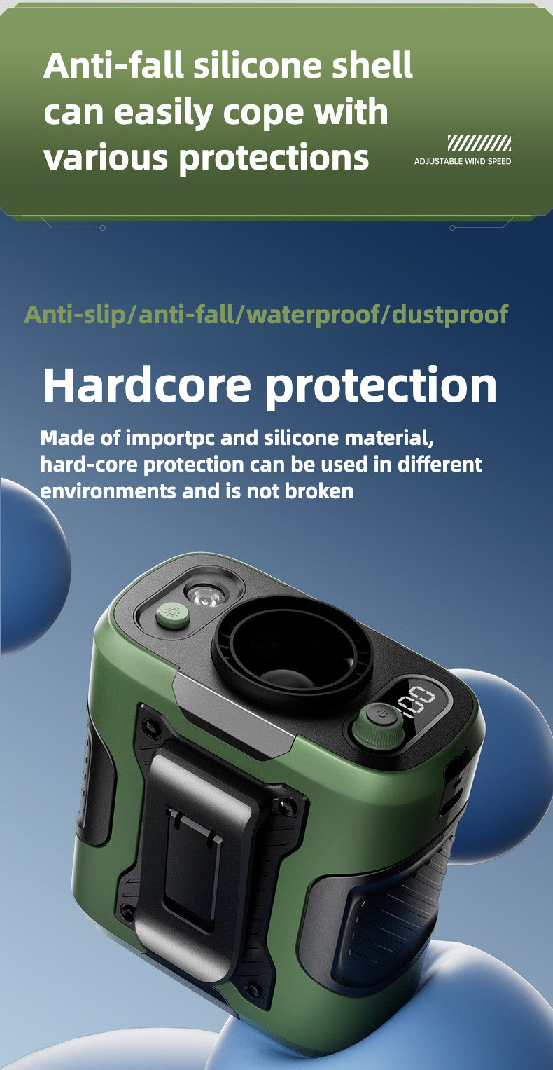 2025 Upgraded Portable Waist Fan Clip with 5 Speeds, Flashlight and Power Bank