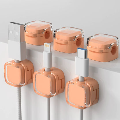 Magnetic Cable Clips, Desk Cord Organizer, Adhesive Cord Holder, Cable Management Wire Holder Keeper for Nightstand Desk Kitchen Office Car Wall Glass（6 Pack）