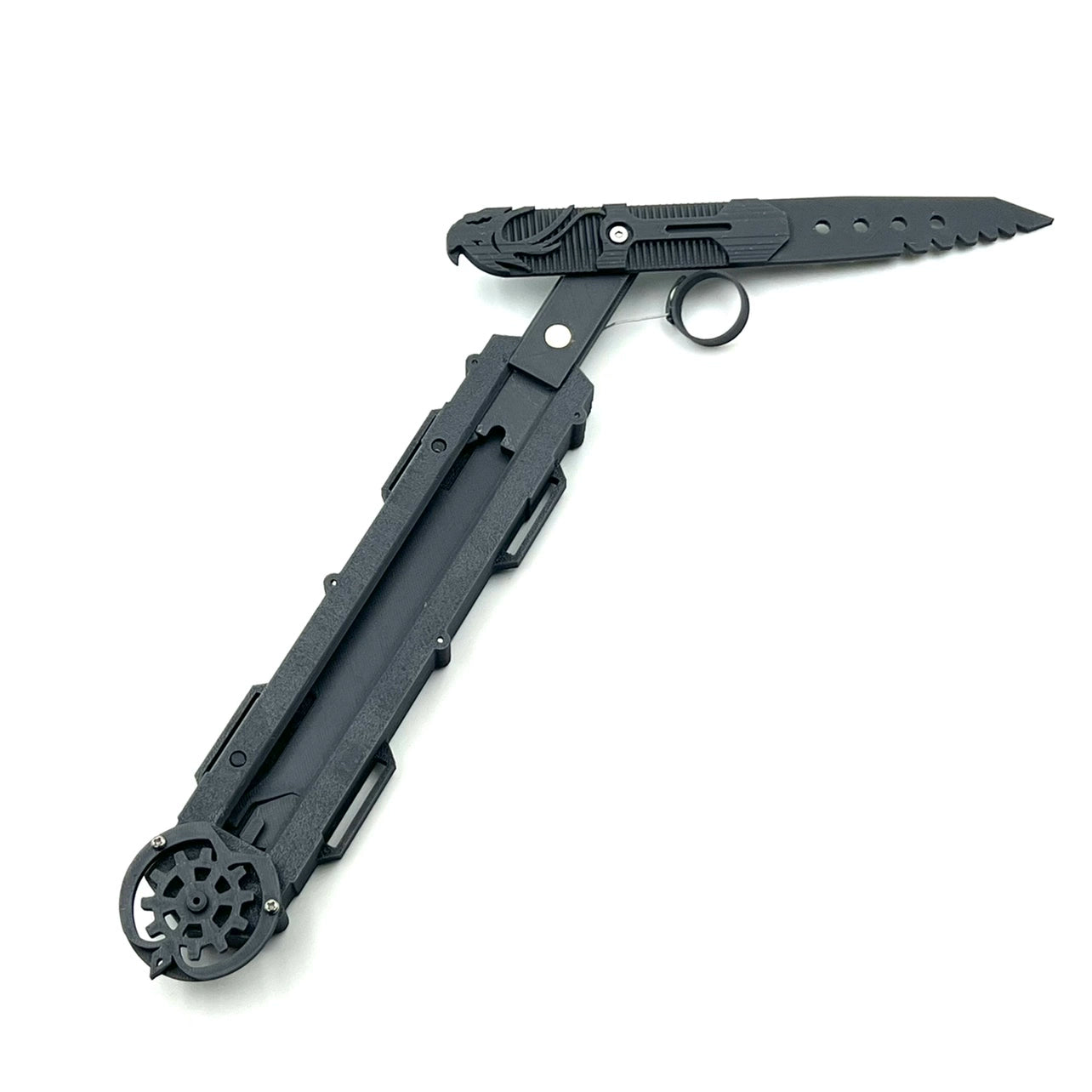 Wire-controlled hidden blade, rotatable blade