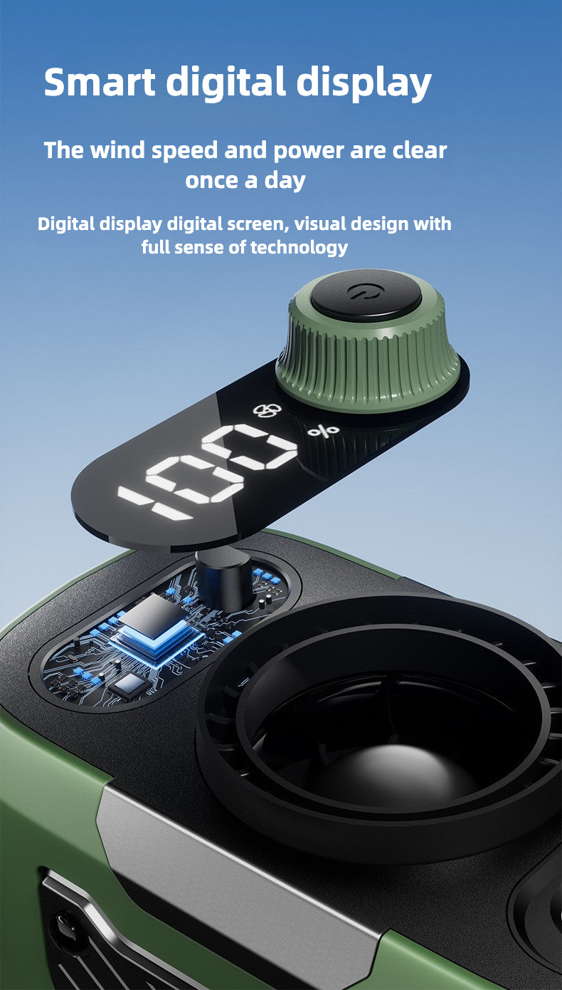 2025 Upgraded Portable Waist Fan Clip with 5 Speeds, Flashlight and Power Bank