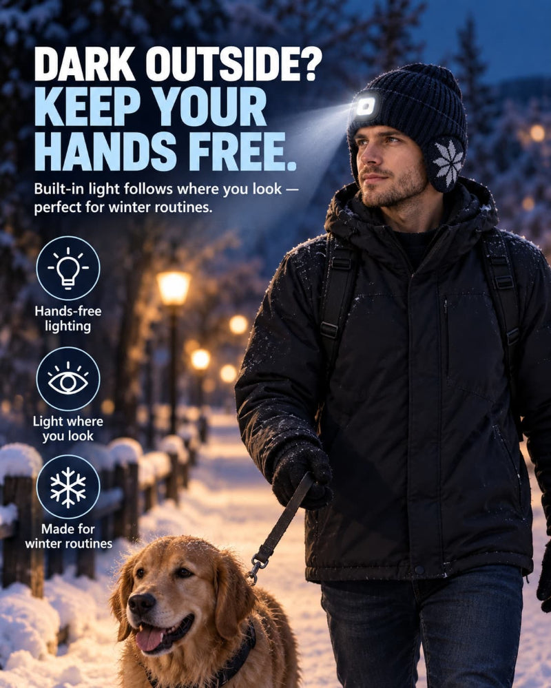 Rechargeable LED Fleece-Lined Beanie