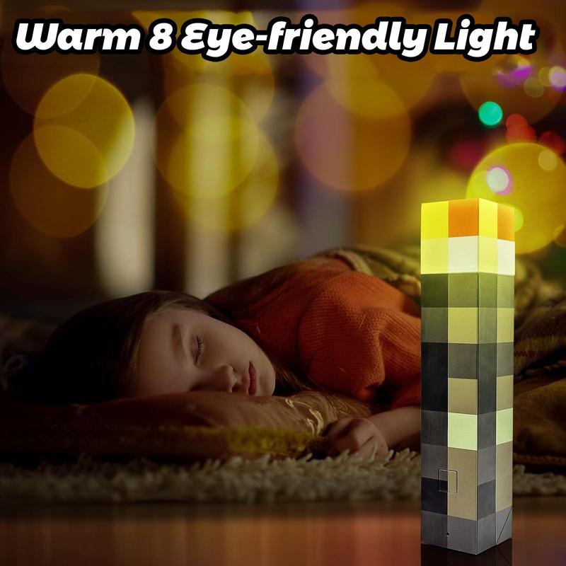 Upgraded Pixel Torch Night Light – USB Pluggable LED Wall Lamp | Handheld Flashlight for Kids Room, Holiday Party & Creative Home Decor