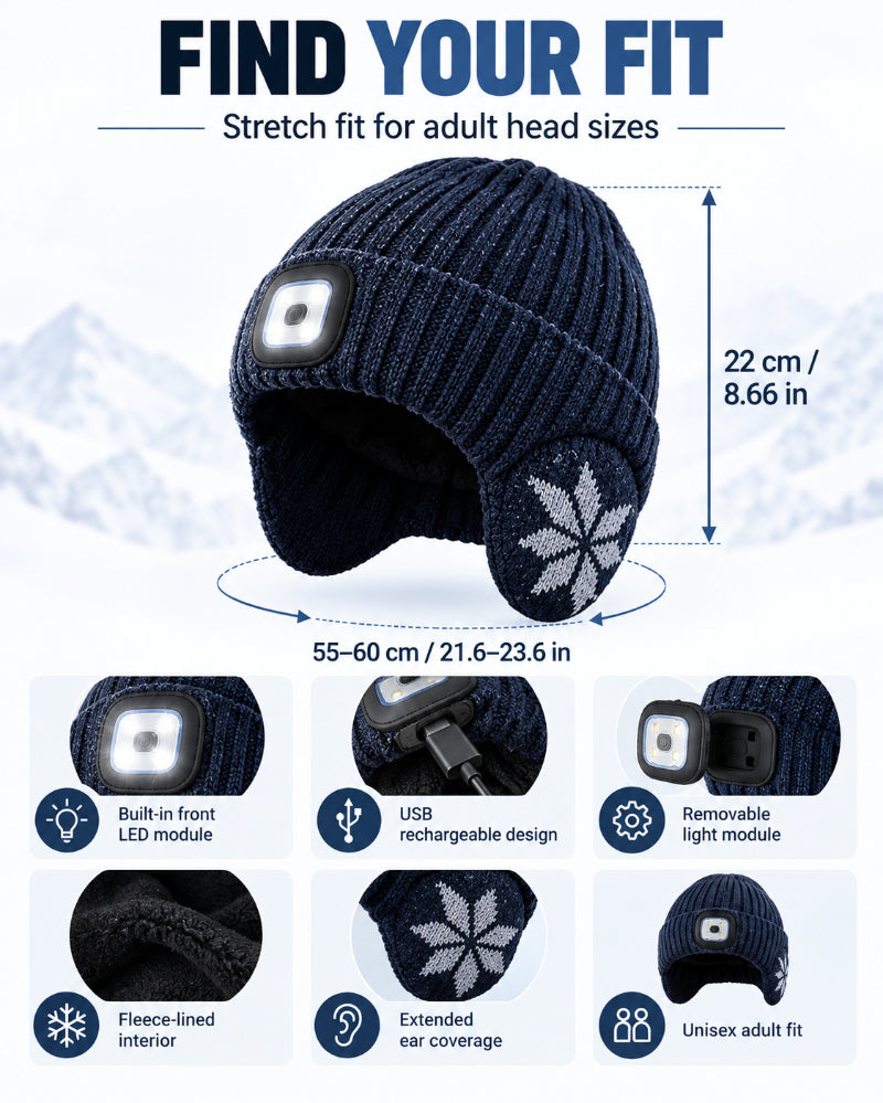 Rechargeable LED Fleece-Lined Beanie