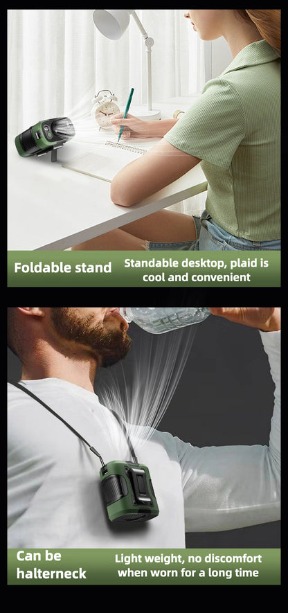 2025 Upgraded Portable Waist Fan Clip with 5 Speeds, Flashlight and Power Bank