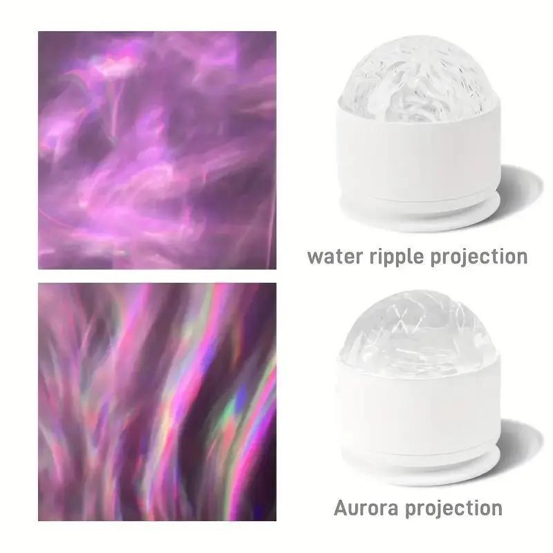 2 Scene -Aurora & 3D Water Ripple Projector Light-16-Color Round Lamp with Control