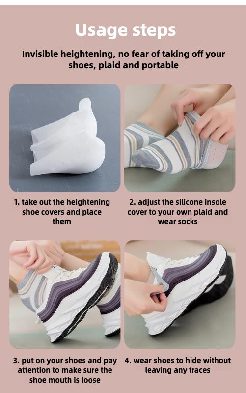 Heel Cup Insoles Half Height Increase Insoles Invisible Silicone Shoe Lift Heel Pads For Men and Women