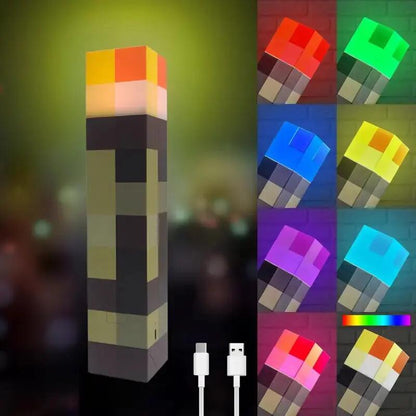 Upgraded Pixel Torch Night Light – USB Pluggable LED Wall Lamp | Handheld Flashlight for Kids Room, Holiday Party & Creative Home Decor