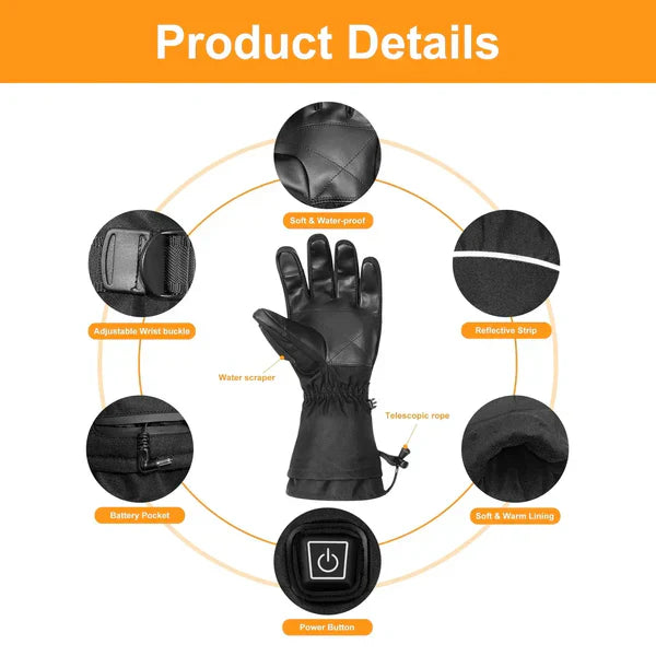 Leather Rechargeable Heated Gloves